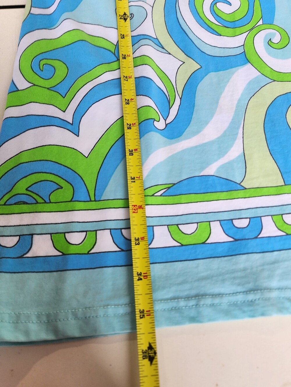 Barbara Gerwit Knit V Neck long sleeve Blue Green Geometric Dress Cotton Women L - Picture 13 of 14